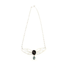 Load image into Gallery viewer, Wing Necklace with Rose-cut Fire Moonstone and Paraiba Kyanite
